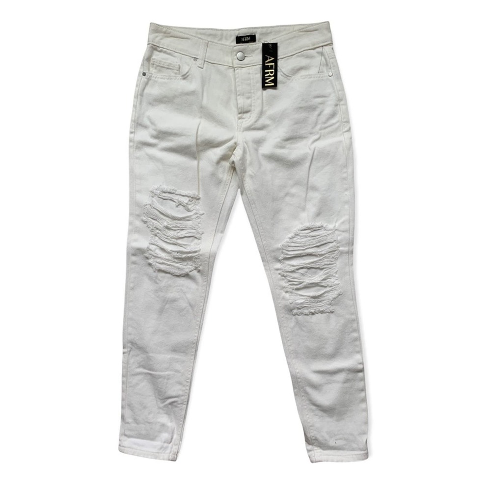 NWT AFRM Distressed White Skinny Jeans. Size 28